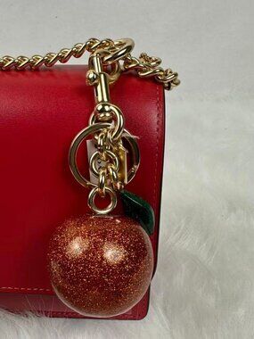 Coach Orange Bag Charm Key Fob Gold Spice Orange NWT